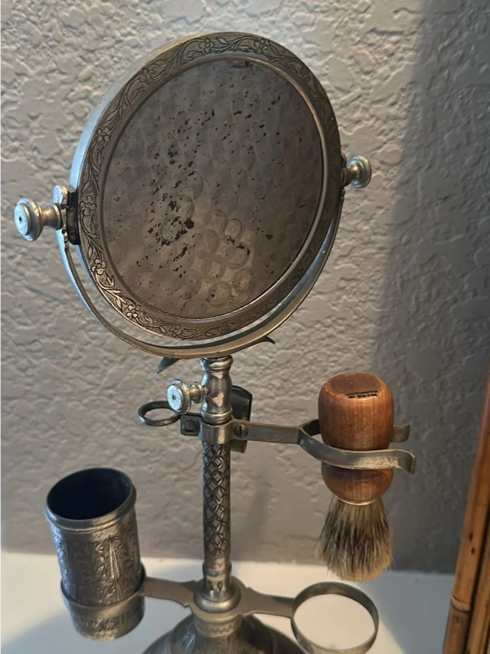 Vintage Shaving Stand and Mirror from India